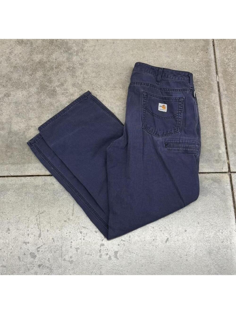 vintage carhartt navy blue relaxed baggy fit cargo pants size 12 x 30 WOMENS